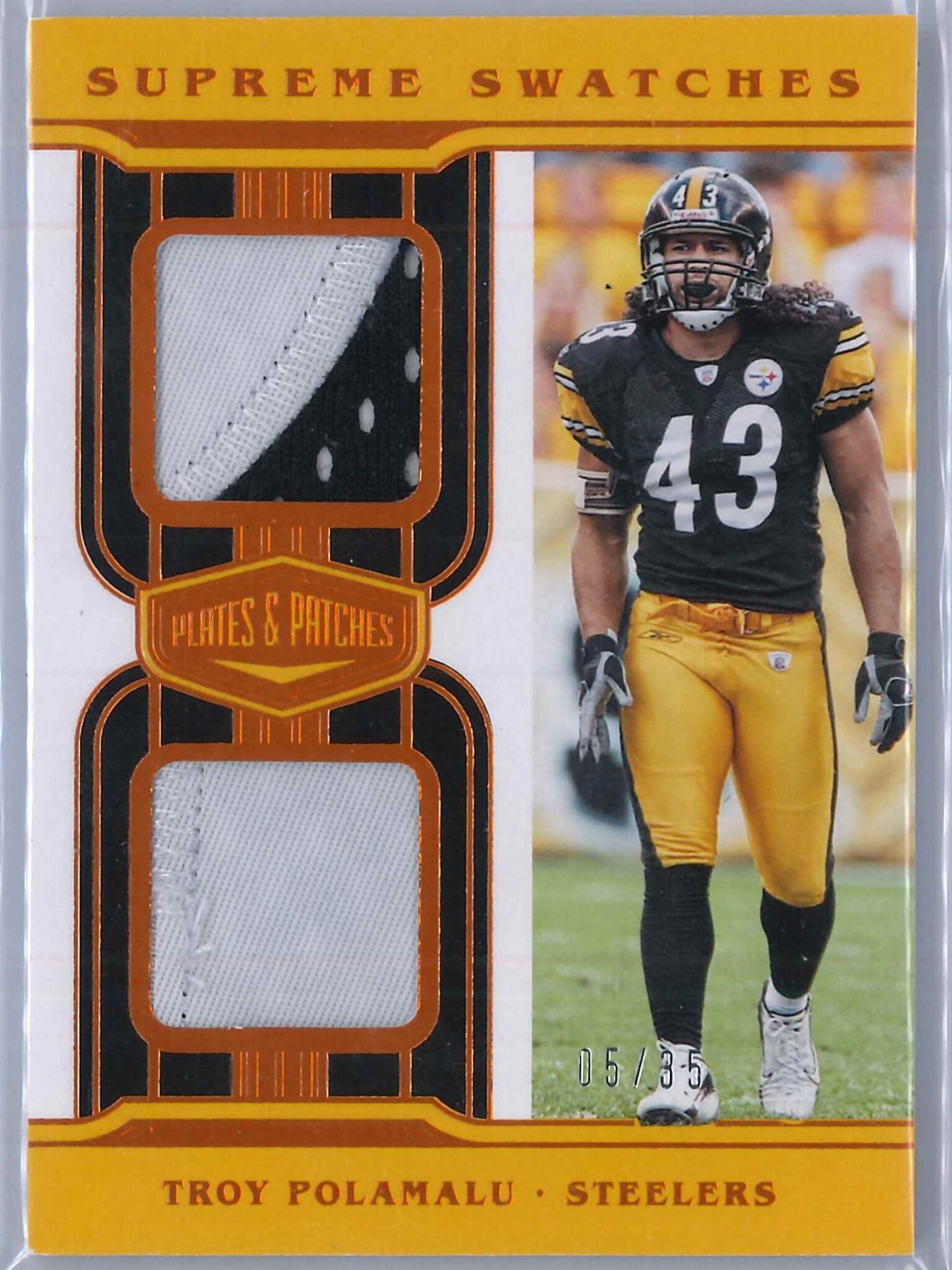 Troy Polamalu Panini Plates and Patches 2020 Supreme Swatches 0535 2 Color Patch 1 scaled