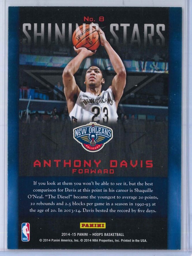 Anthony Davis Panini NBA Hoops 2014 15 Shining Stars Gold 2