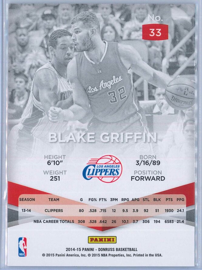 Blake Griffin Panini Donruss Basketball 2014 15 Elite 2