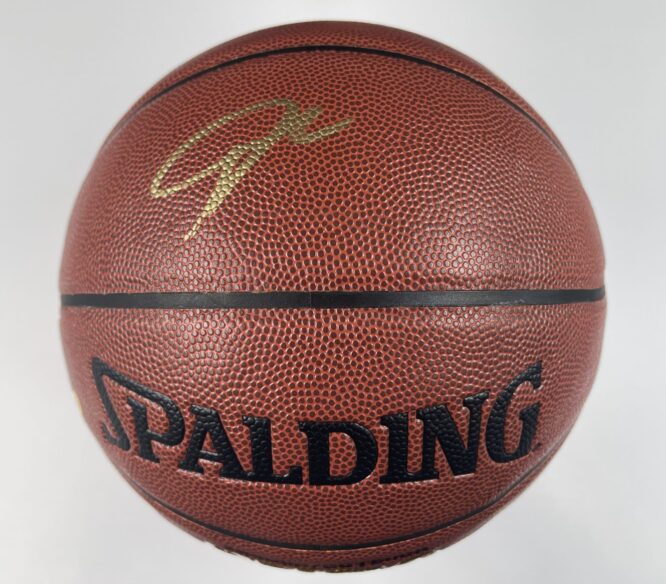Giannis Antetokounmpo Milwaukee Bucks Authentic Signed Brown Spalding Basketball w Gold Signature BAS WH10759 1
