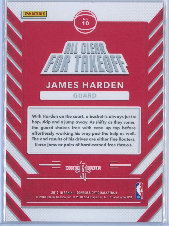 James Harden Panini Donruss Optic Basketball 2017 18 All Clear For Takeoff 2