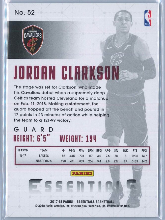 Jordan Clarkson Panini Essentials 2017 18 Green 2