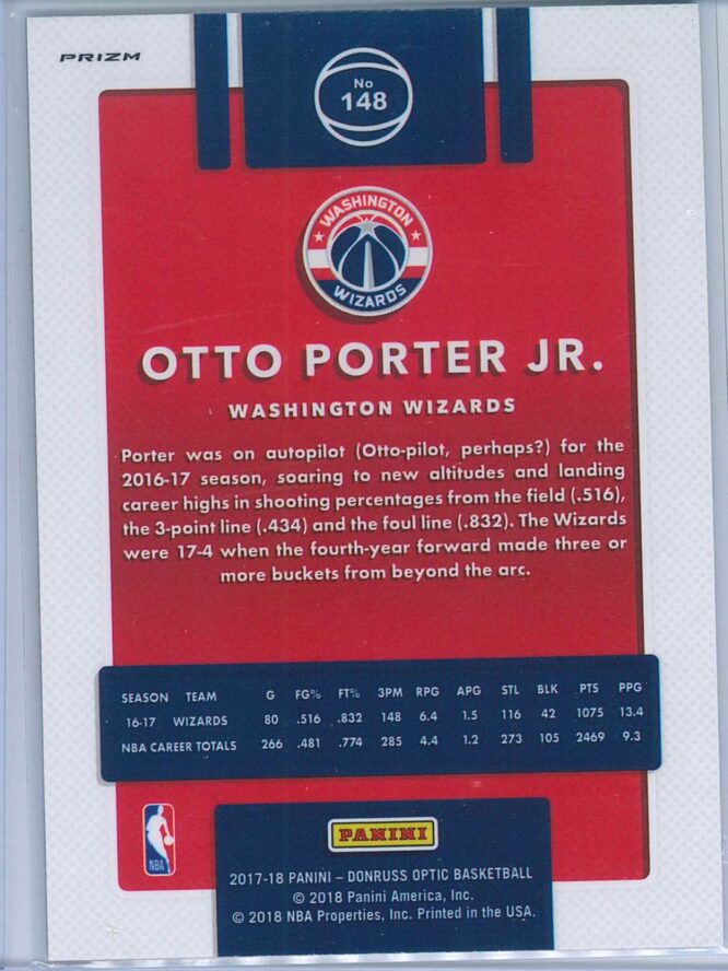 Otto Porter Jr Panini Donruss Optic Basketball 2017 18 Fast Break Holo 2