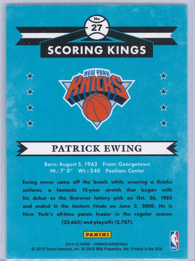 Patrick Ewing Panini Donruss Basketball 2014 15 Scoring Kings 2 scaled