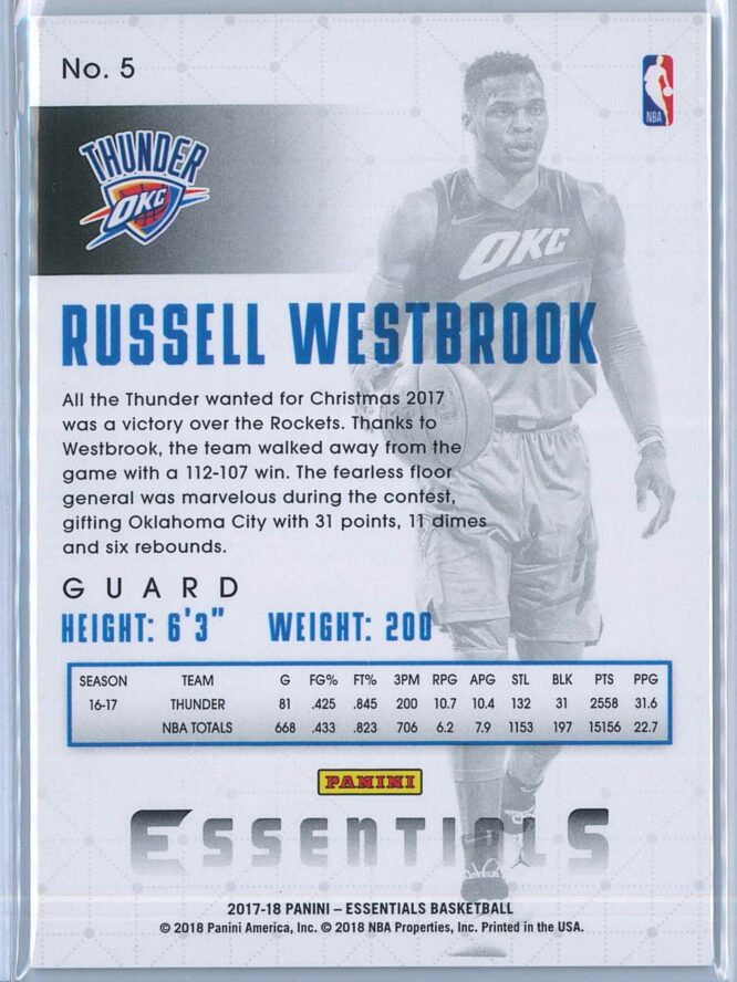 Russell Westbrook Panini Essentials 2017 18 Green 2