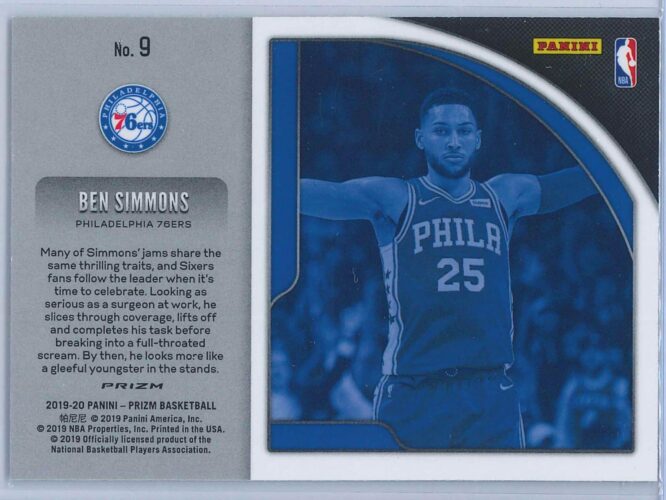 Ben Simmons Panini Prizm 2019 20 Get Hyped Silver Prizm 2