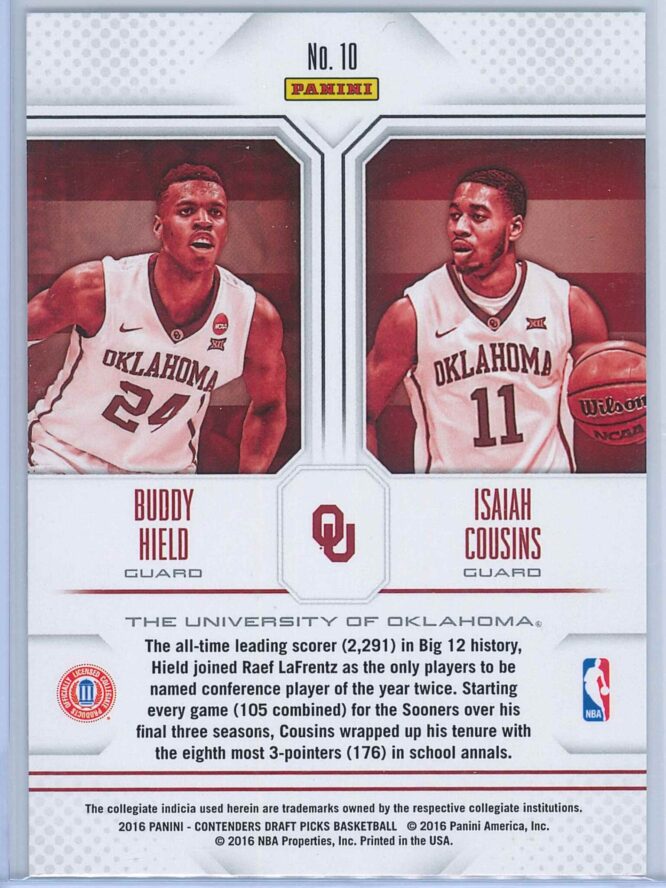 Buddy Hield Isaiah Cousins Panini Contenders Draft Picks 2016 17 Collegiate Connections 2