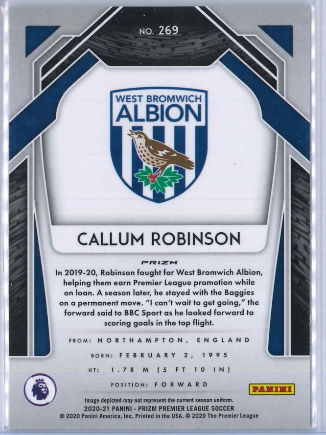 Callum Robinson Panini Prizm Premier League 2020 21 Silver Prizm 2