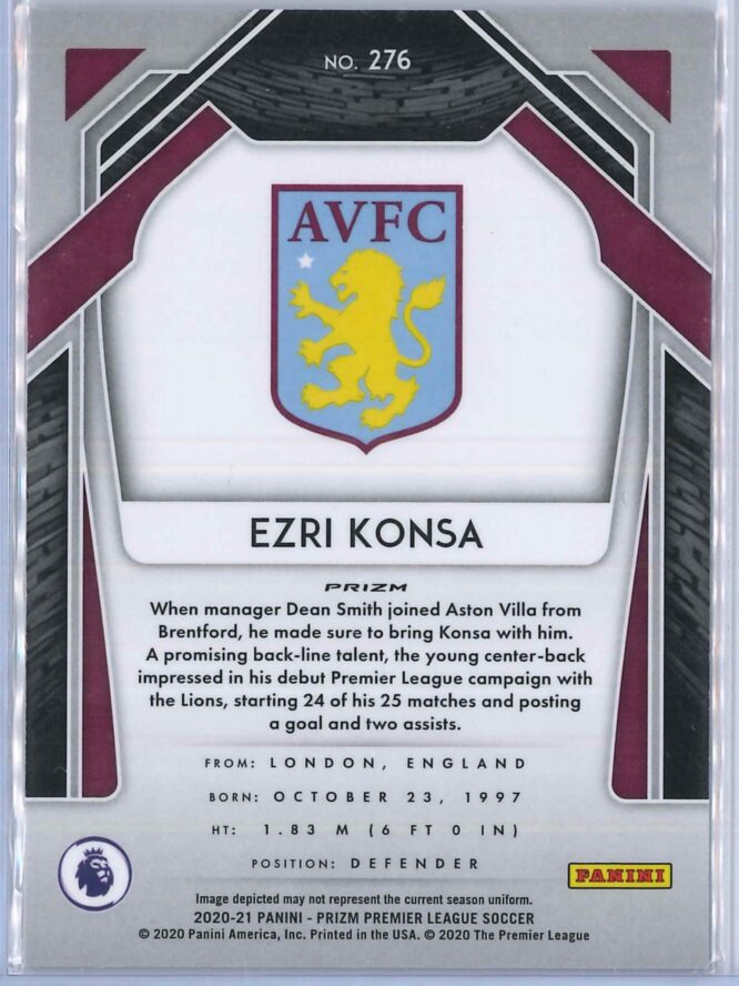 Ezri Konsa Panini Prizm Premier League 2020 21 Silver Prizm 2