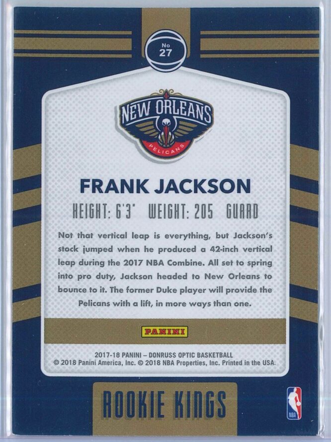 Frank Jackson Panini Donruss Optic Basketball 2017 18 Rookie Kings 2