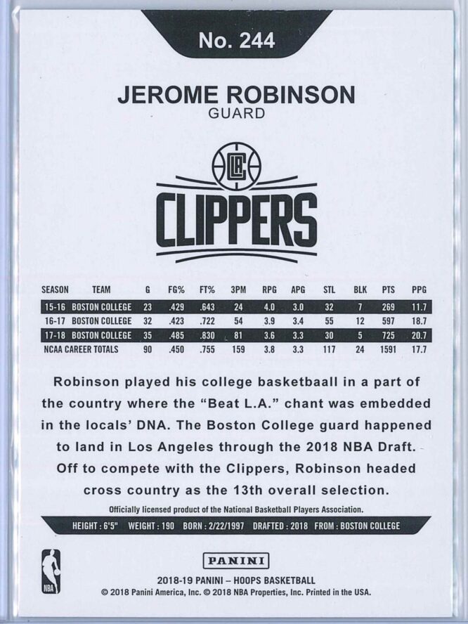 Jerome Robinson Panini NBA Hoops 2018 19 Teal Explosion RC 2
