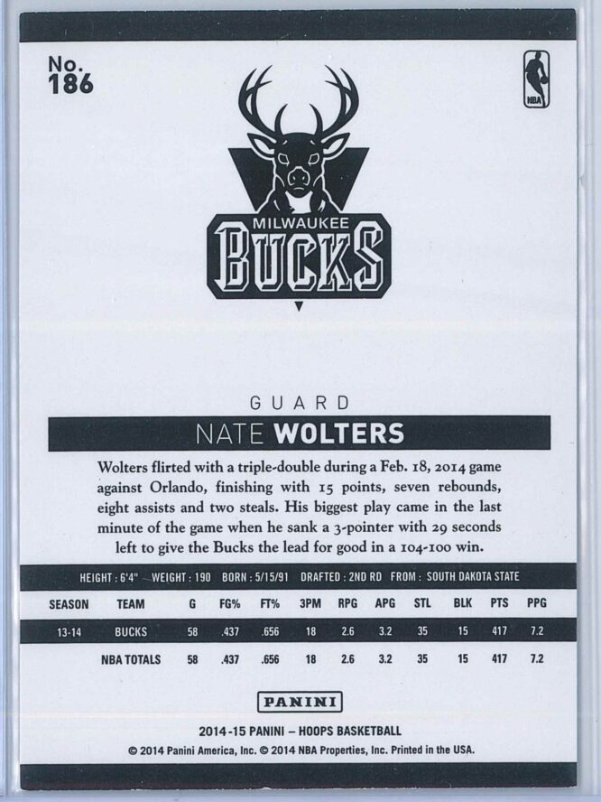 Nate Wolters Panini NBA Hoops 2014 15 Green 2