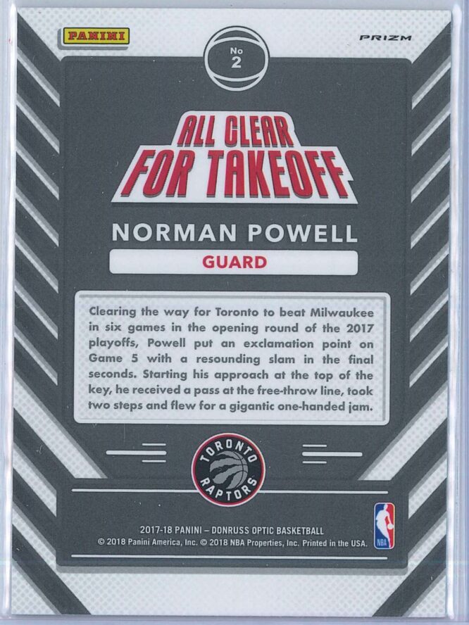 Normal Powell Panini Donruss Optic Basketball 2017 18 All Clear For Takeoff Fast Break Holo 2