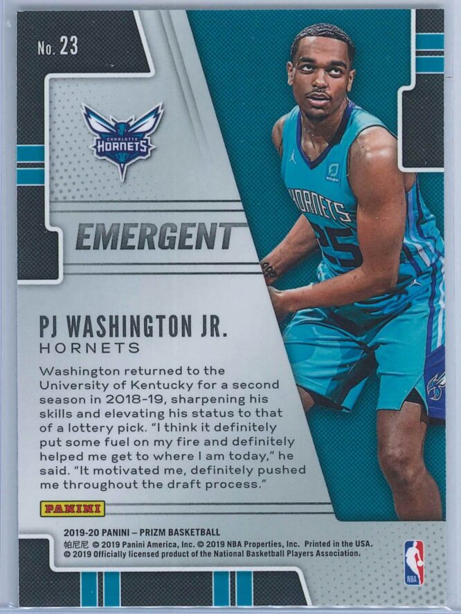 PJ Washington Jr. Panini Prizm 2019 20 Emergent RY 2