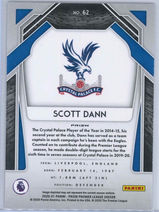 Scott Dann Panini Prizm Premier League 2020 21 Blue Yellow Green Choice Prizm 2