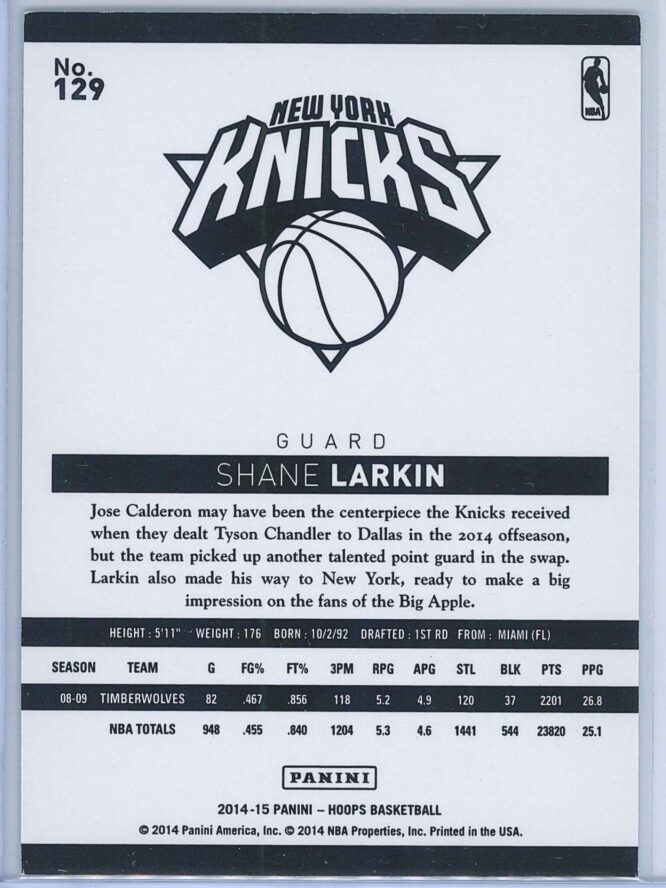 Shane Larkin Panini NBA Hoops 2014 15 Silver 161399 2