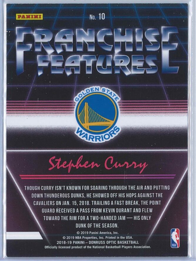 Stephen Curry Panini Donruss Optic Basketball 2018 19 Franchise Features 2