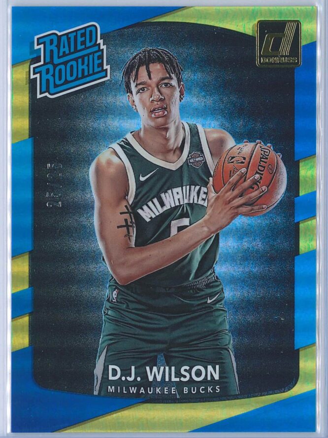 D.J. Wilson Panini Donruss Optic Basketball 2017 18 Rated Rookie Aqua Parallel 2525 1