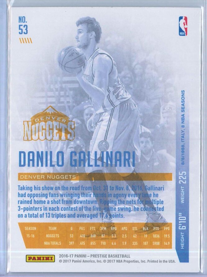 Danilo Gallinari Panini Prestige Basketball 2016 17 Base Set 2