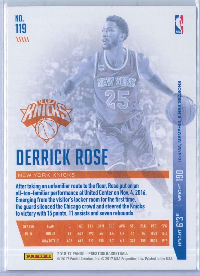 Derrick Rose Panini Prestige Basketball 2016 17 Base Set 2