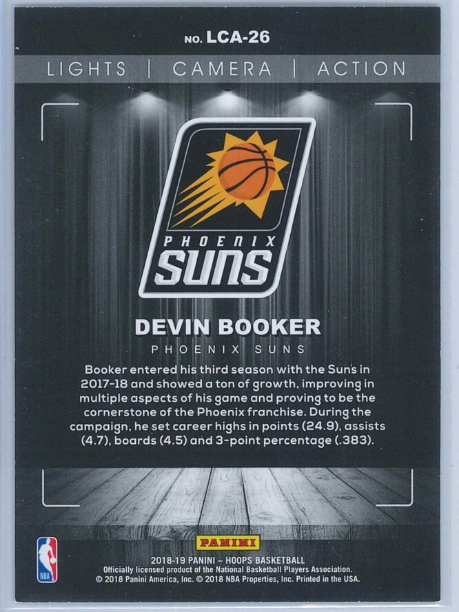 Devin Booker Panini NBA Hoops Basketball 2018 19 Lights Camera Action Winter Parallel 2