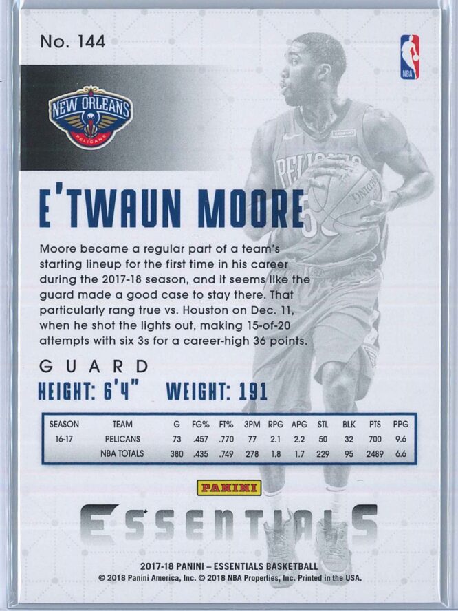 ETwaun Moore Panini Essentials Basketball 2017 18 Base Green 2