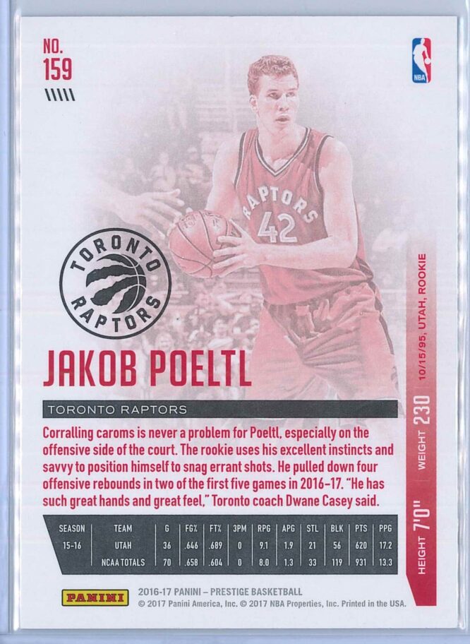 Jakob Poeltl Panini Prestige Basketball 2016 17 Base Set RC 2
