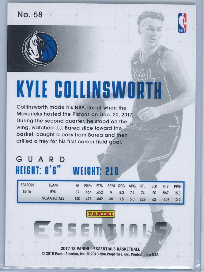 Kyle Collinsworth Panini Essentials Basketball 2017 18 Base Spiral RC 2