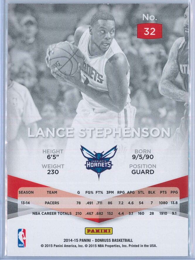 Lance Stephenson Panini Donruss Basketball 2014 15 Elite 2
