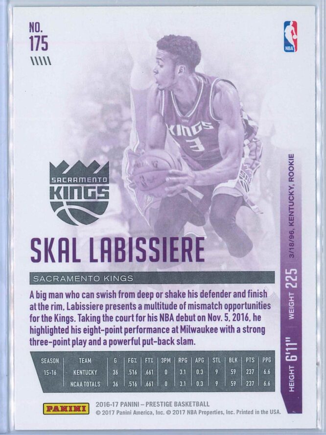 Skal Labissiere Panini Prestige Basketball 2016 17 Base Set RC 2
