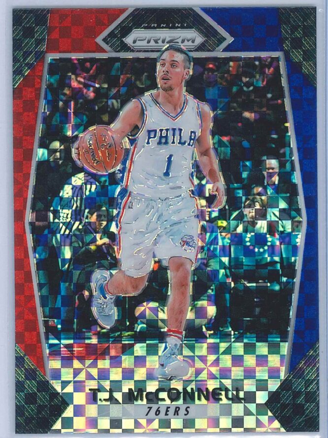 T.J. McConnell Panini Prizm Basketball 2017-18 Base Red White Blue Parallel