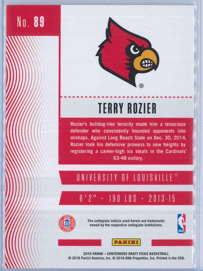 Terry Rozier Panini Contenders Draft Picks Basketball 2016 17 Base Season Ticket 2