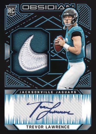 2021 Panini Obsidian Football NFL Cards Rookie Jersey Autographs Electric Etch Blue Finite Trevor Lawrence RC