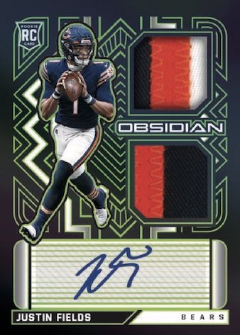 2021 Panini Obsidian Football NFL Cards Rookie Jersey Ink Electric Etch Green Justin Fields RC