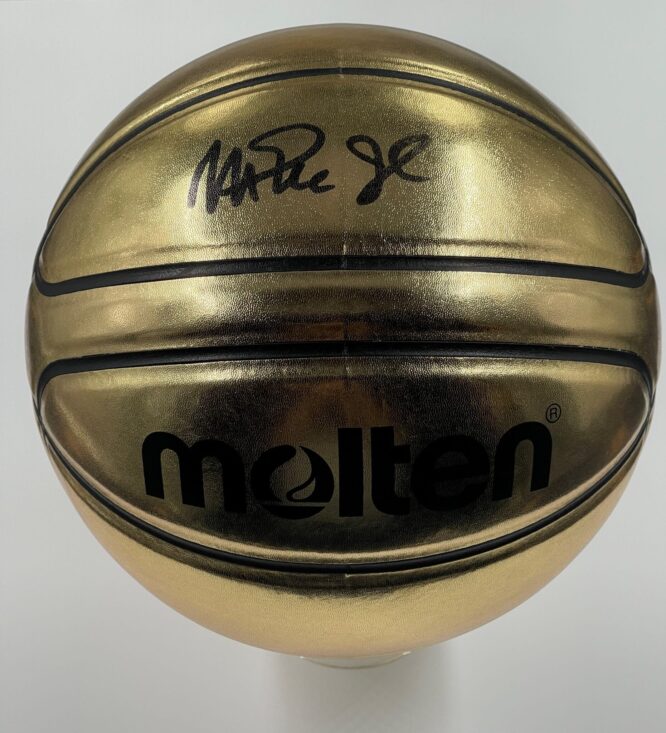 Magic Johnson Los Angeles Lakers Authentic Signed Golden Molten Basketball w Black Signature BAS MJ19825 1