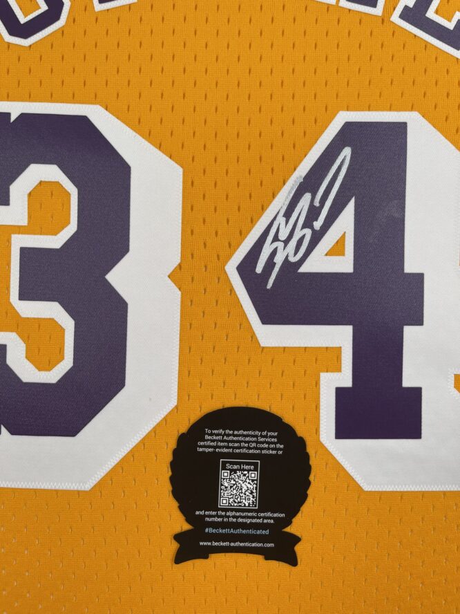 Shaquille Oneal Los Angeles Lakers 1996 97 Authentic Signed Mitchell Ness Swingman Jersey BAS WP79004 4