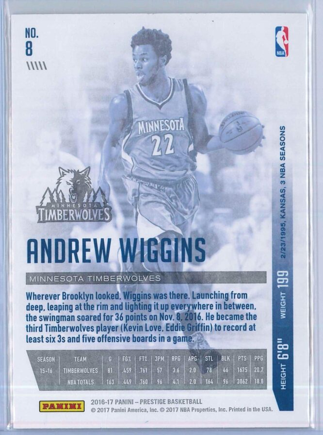 Andrew Wiggins Panini Prestige Basketball 2016 17 Base 8 2