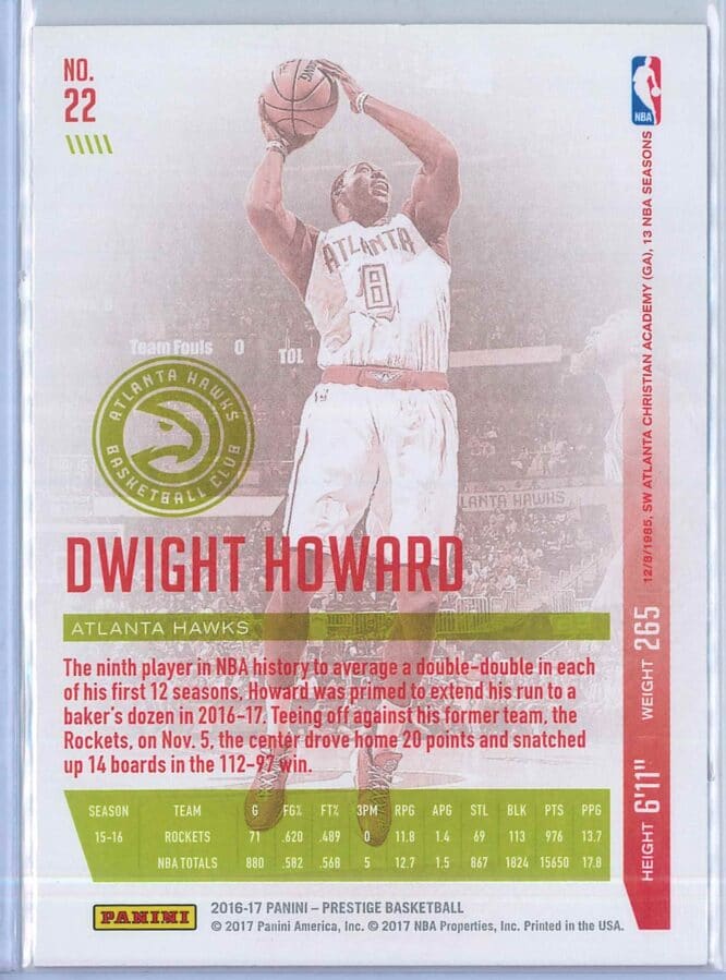 Dwight Howard Panini Prestige Basketball 2016 17 Base 22 2
