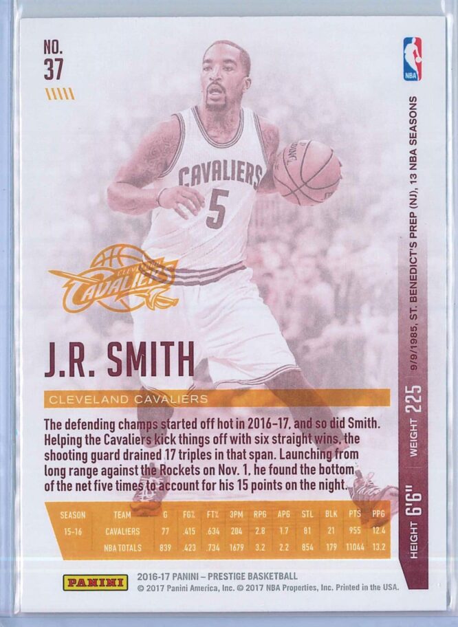 J.R. Smith Panini Prestige Basketball 2016 17 Base 37 2
