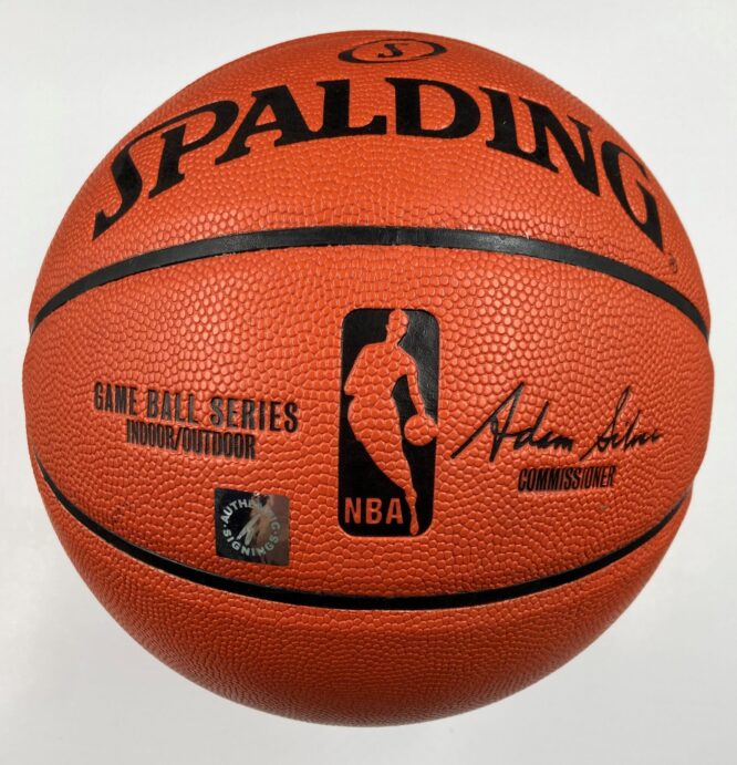 Magic Johnson Larry Bird Los Angeles Lakers and Boston Celtics Authentic Signed Spalding Game Ball Series Basketball w Black Signatures 2
