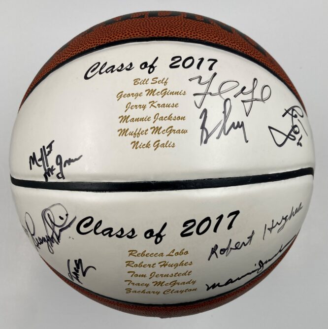 Nick Galis Tracy McGrady Class of 2017 Hall Of Fame Authentic Signed Spalding Basketball w Black Signatures 2