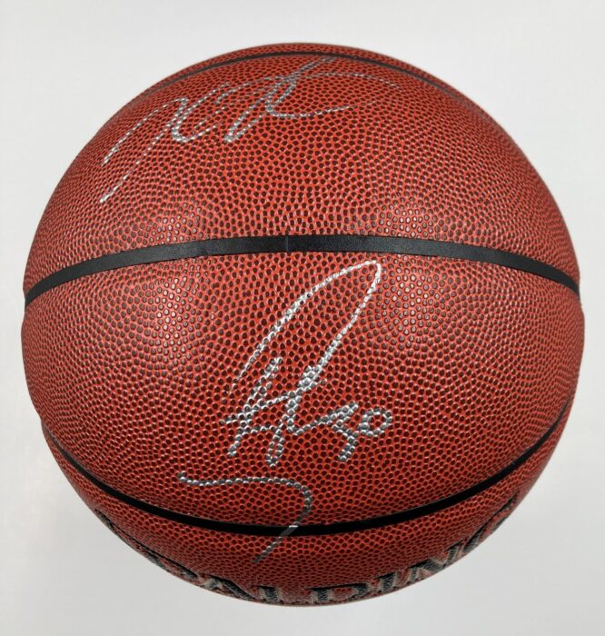 Stephen Curry Kevin Durant Golden State Warriors Authentic Signed Spalding Basketball w Silver Signature 43358 2