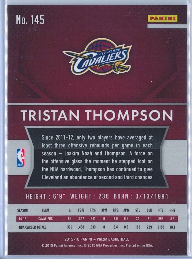 Tristan Thompson Panini Prizm Basketball 2015 16 Base 145 2
