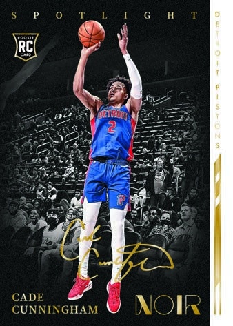 2021 22 Panini Noir Basketball NBA Cards Spotlight Signatures Vertical Cade Cunningham RC