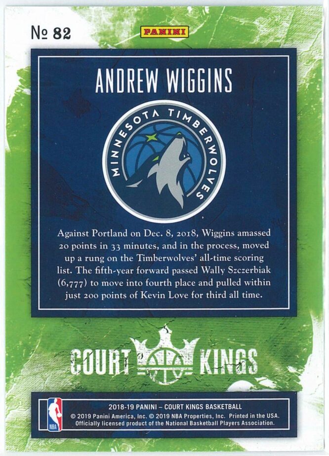 Andrew Wiggins Panini Court Kings Basketball 2018 19 Base 82 2