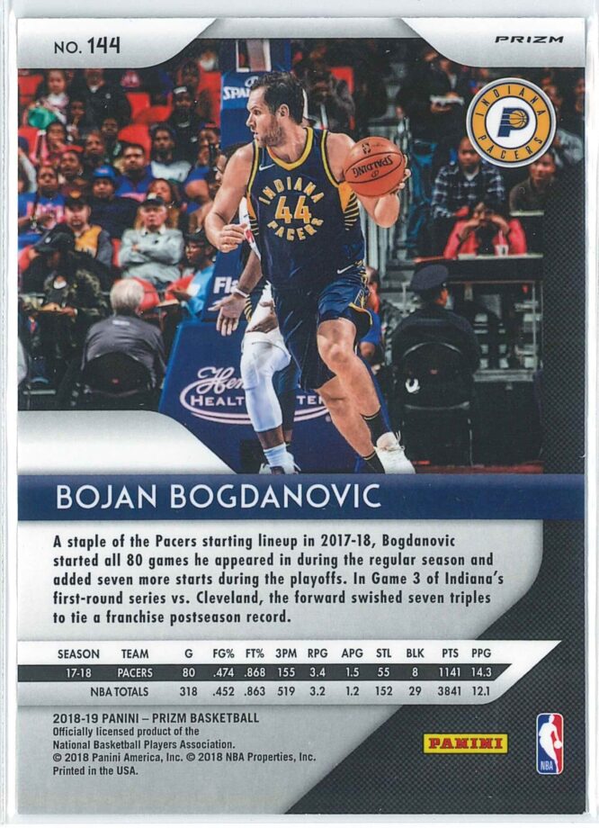 Bojan Bogdanovic Panini Prizm Basketball 2018 19 Base Red White Blue Prizm 144 2