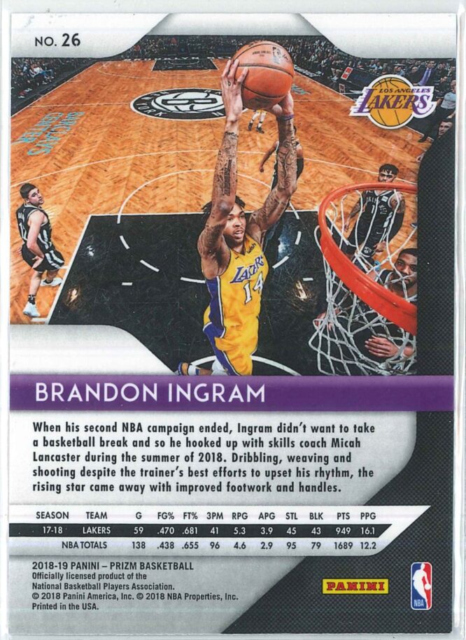 Brandon Ingram Panini Prizm Basketball 2018 19 Base 26 2