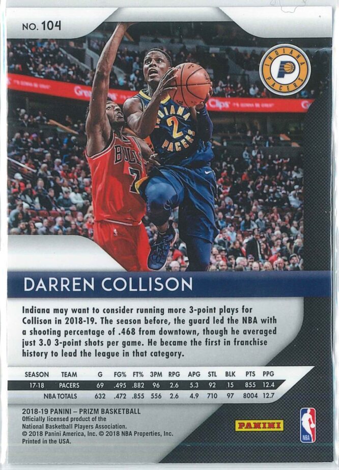 Darren Collison Panini Prizm Basketball 2018 19 Base 104 2