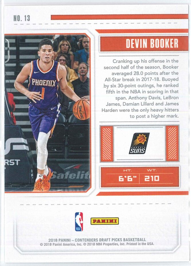 Devin Booker Panini Contenders Draft Picks Basketball 2018 Season Ticket 13 2