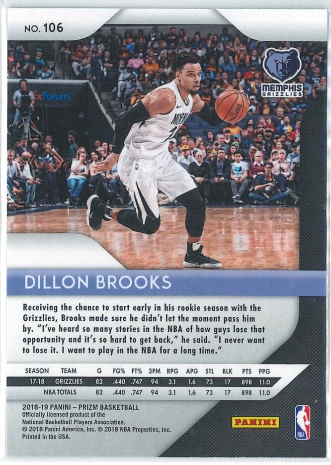 Dillon Brooks Panini Prizm Basketball 2018 19 Base 106 2